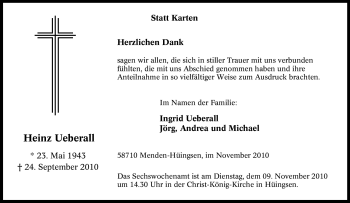 Traueranzeige von Heinz Ueberall von Tageszeitung