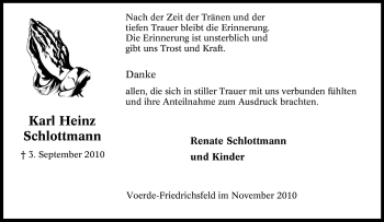 Traueranzeige von Karl Heinz Schlottmann von Tageszeitung