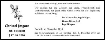 Traueranzeige von Christel Jesgarz von Tageszeitung
