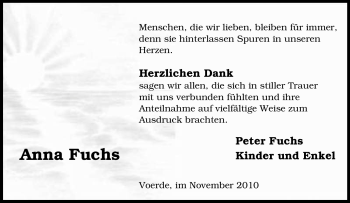 Traueranzeige von Anna Fuchs von Tageszeitung