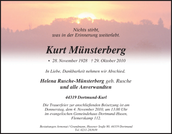 Traueranzeige von Kurt Münsterberg von Tageszeitung