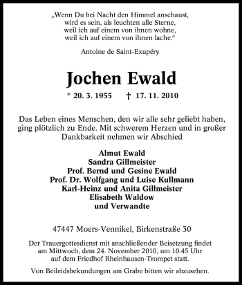 Traueranzeige von Jochen Ewald von Tageszeitung