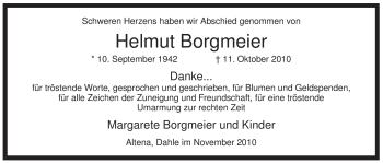 Traueranzeige von Helmut Borgmeier von Tageszeitung