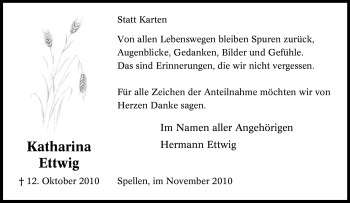 Traueranzeige von Katharina Ettwig von Tageszeitung