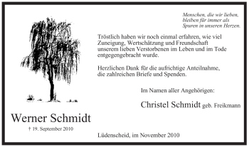 Traueranzeige von Werner Schmidt von Tageszeitung