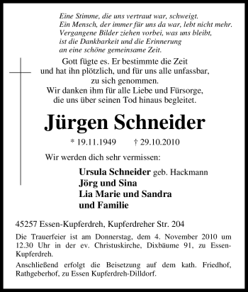 Traueranzeige von Jürgen Schneider von Tageszeitung