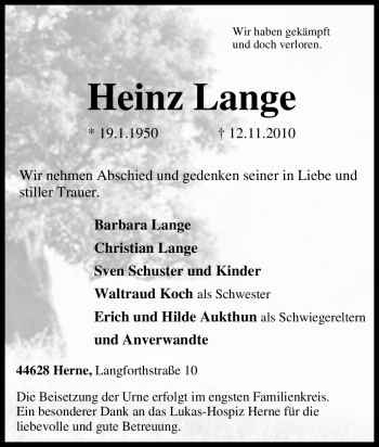 Traueranzeige von Hannelore Berghorn von Tageszeitung