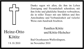 Traueranzeige von Heinz-Otto Kötitz von Tageszeitung