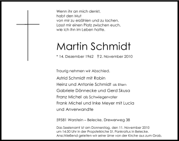 Traueranzeige von Martin Schmidt von Tageszeitung