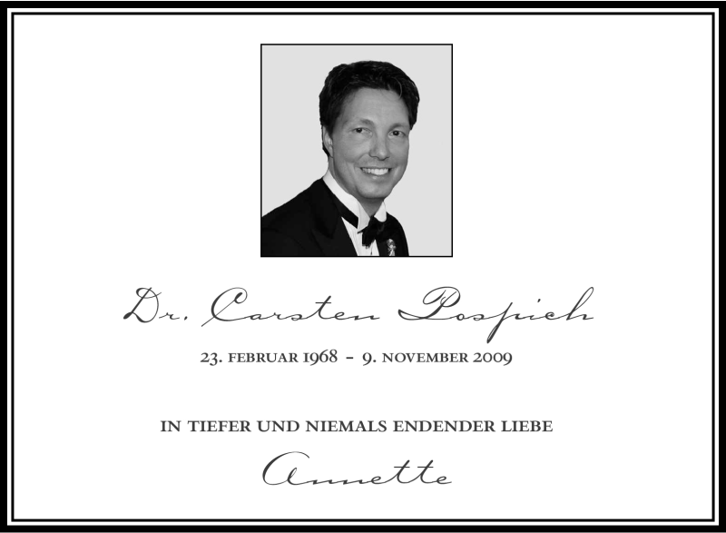  Traueranzeige für Carsten Pospich vom 06.11.2010 aus Tageszeitung