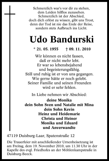 Traueranzeige von Udo Bandurski von Tageszeitung