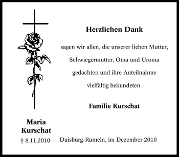 Traueranzeige von Maria Kurschat von Tageszeitung