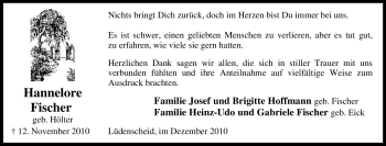Traueranzeige von Hannelore Fischer von Tageszeitung