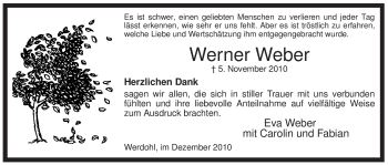Traueranzeige von Werner Weber von Tageszeitung