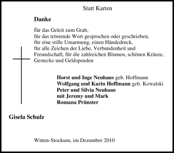 Traueranzeige von Gisela Schulz von Tageszeitung
