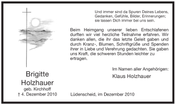 Traueranzeige von Brigitte Holzhauer von Tageszeitung