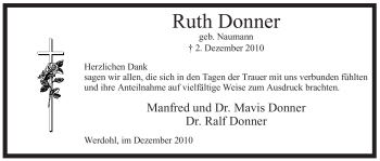 Traueranzeige von Ruth Donner von Tageszeitung