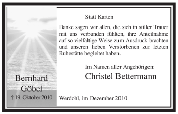 Traueranzeige von Bernhard Göbel von Tageszeitung