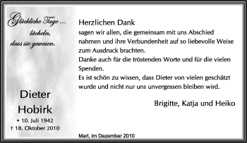 Traueranzeige von Dieter Hobrik von Tageszeitung