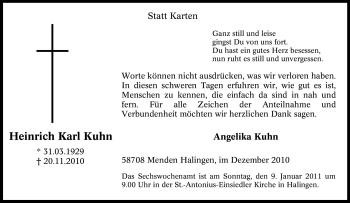 Traueranzeige von Heinrich Karl Kuhn von Tageszeitung