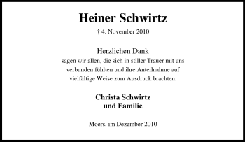 Traueranzeige von Heiner Schwirtz von Tageszeitung