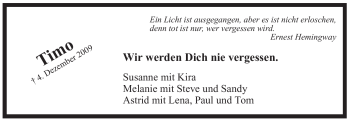 Traueranzeige von Timo  von Tageszeitung
