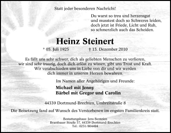 Traueranzeige von Heinz Steinert von Tageszeitung