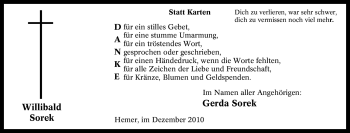 Traueranzeige von Willibald Sorek von Tageszeitung