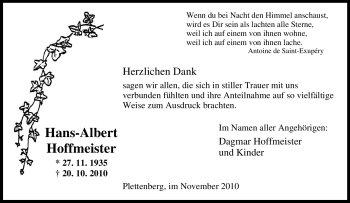 Traueranzeige von Hans-Albert Hoffmeister von Tageszeitung