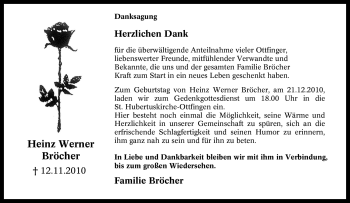Traueranzeige von Heinz Werner Bröcher von Tageszeitung