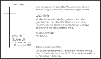 Traueranzeige von Martin Schmidt von Tageszeitung