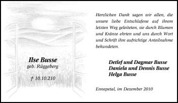 Traueranzeige von Ilse Busse von Tageszeitung