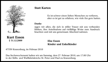 Traueranzeige von Kurt Essen von Tageszeitung