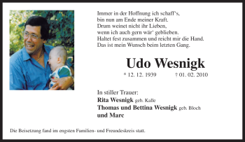 Traueranzeige von Udo Wesnigk von Tageszeitung