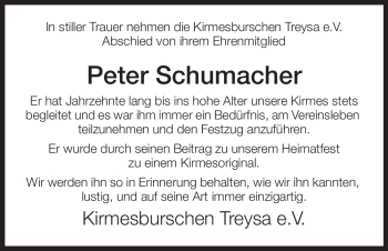 Traueranzeige von Peter Schumacher von Tageszeitung