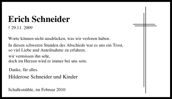 Traueranzeige von Erich Schneider von Tageszeitung
