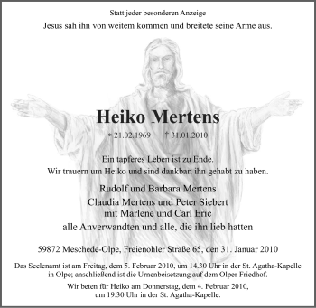Traueranzeige von Heiko Mertens von Tageszeitung
