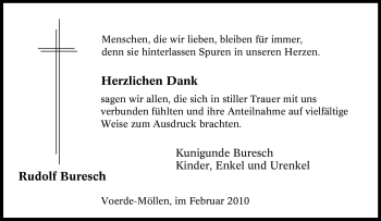 Traueranzeige von Rudolf Buresch von Tageszeitung