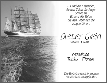 Traueranzeige von Dieter Grein von Tageszeitung