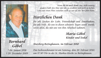 Traueranzeige von Bernhard Göbel von Tageszeitung
