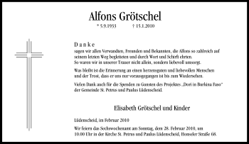 Traueranzeige von Alfons Grötschel von Tageszeitung