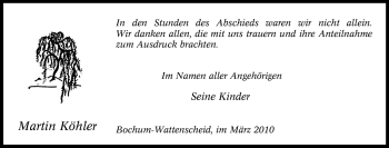 Traueranzeige von Martin Köhler von Tageszeitung