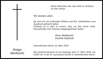 Traueranzeige von Holger Markewitz von Tageszeitung
