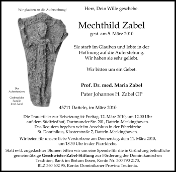 Traueranzeige von Mechthild Zabel von Tageszeitung