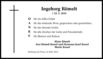 Traueranzeige von Ingeborg Römelt von Tageszeitung