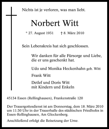 Traueranzeige von Norbert Witt von Tageszeitung
