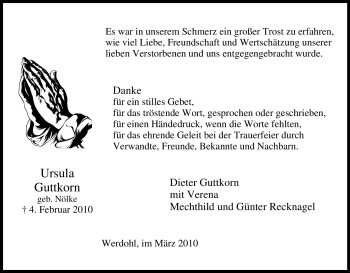 Traueranzeige von Ursula Guttkorn von Tageszeitung