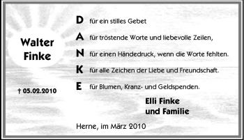 Traueranzeige von Walter Finke von Tageszeitung
