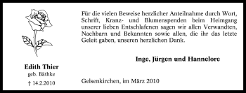 Traueranzeige von Edith Thier von Tageszeitung