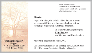 Traueranzeige von Eduard Bauer von Tageszeitung